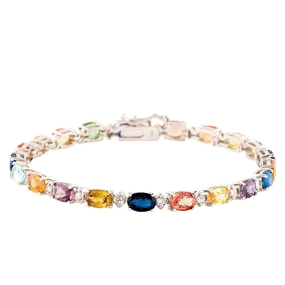 14k bracelet w/sapphires,aquamarine & Diamonds
